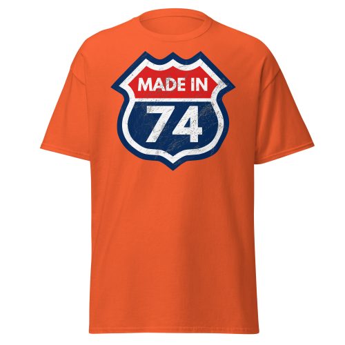50th Birthday T-shirt Made in 74 Route Sign 1974