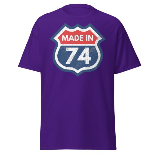 50th Birthday T-shirt Made in 74 Route Sign 1974