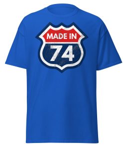 50th Birthday T-shirt Made in 74 Route Sign 1974