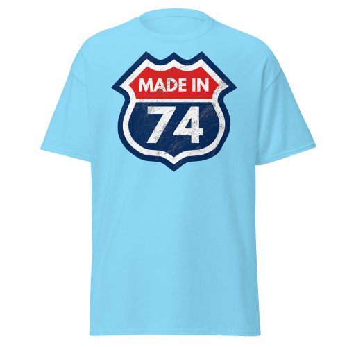 50th Birthday T-shirt Made in 74 Route Sign 1974