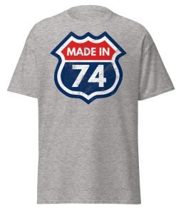 50th Birthday T-shirt Made in 74 Route Sign 1974