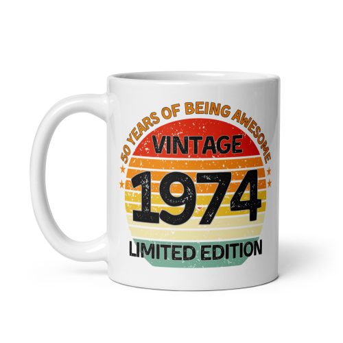 50th Birthday Mug 1974 Limited Edition Vintage 50th Mug