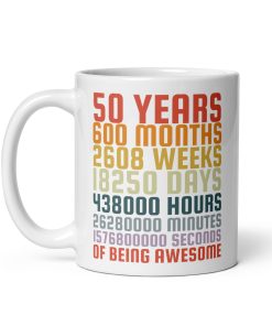 50 Years Old Mug 50th Birthday Months Days Retro Vintage Gift Mug