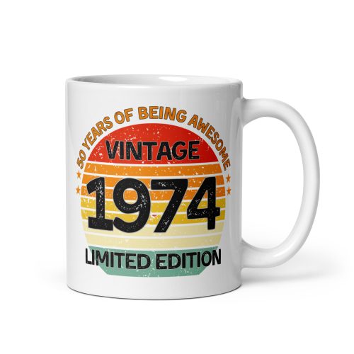 50th Birthday Mug 1974 Limited Edition Vintage 50th Mug