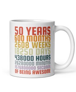 50 Years Old Mug 50th Birthday Months Days Retro Vintage Gift Mug