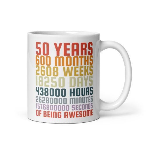 50 Years Old Mug 50th Birthday Months Days Retro Vintage Gift Mug