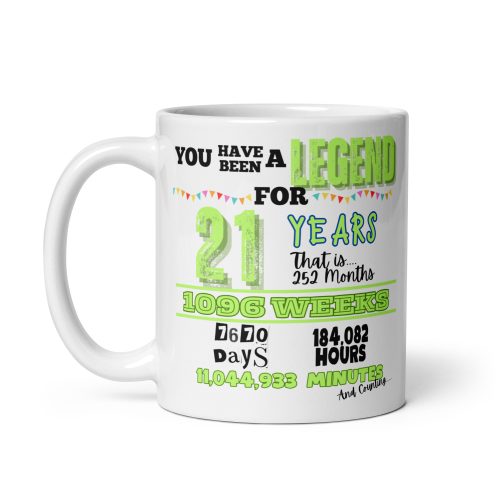 21st Birthday Mug You Have Been A Legend Funny 21st Mug