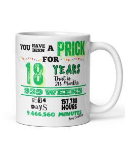 18th Birthday Mug You Have Been A Prick Funny Rude 18th Mug