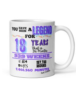 18th Birthday Mug You Have Been A Legend Funny 18th Mug
