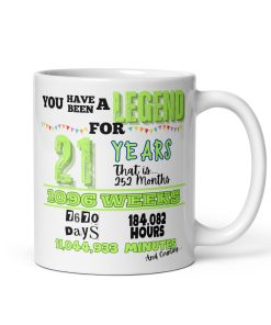 21st Birthday Mug You Have Been A Legend Funny 21st Mug