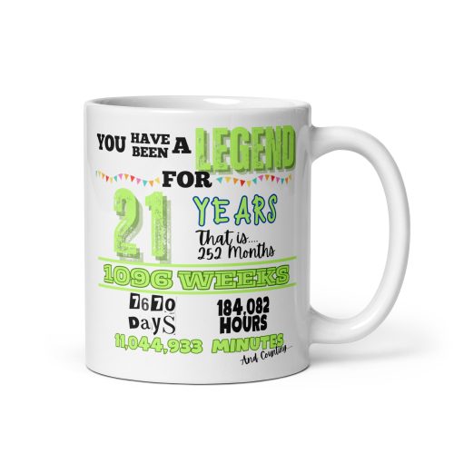 21st Birthday Mug You Have Been A Legend Funny 21st Mug