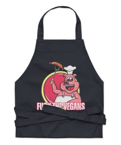 Funny BBQ Apron Fuck The Vegans Pig Logo