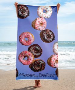 Donuts Beach Towel – Mmm Donuts Funny Beach Towels