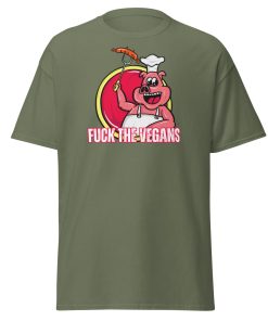Funny BBQ T-shirt Gift – Fuck The Vegans – Pig BBQ Logo