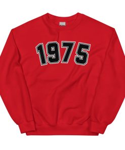 Red 1975 Birthday Year Number College Style Sweatshirt for Men