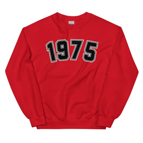 Red 1975 Birthday Year Number College Style Sweatshirt for Men