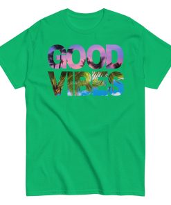 Good Vibes T-shirt Summer Sunset Palm Tree Cool T-shirt