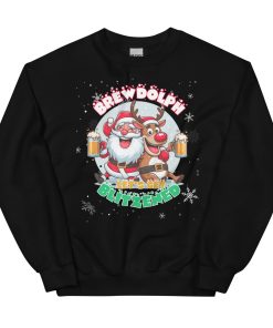 Funny Brewdolph Blitzened Christmas Jumper Santa & Rudolph Beers