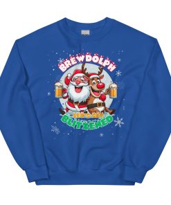 Funny Brewdolph Blitzened Christmas Jumper Santa & Rudolph Beers