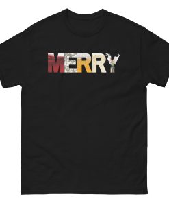 Merry Christmas T-shirt Drinks Booze Wine Beer Fun Top