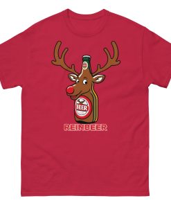 Beer Drinker Funny Christmas T-shirt Reinbeer