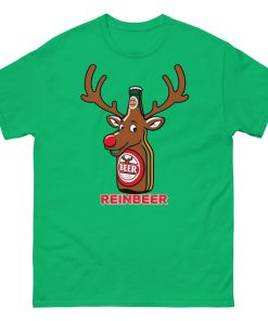 Beer Drinker Funny Christmas T-shirt Reinbeer