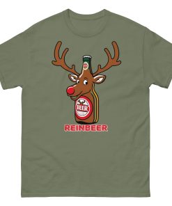 Beer Drinker Funny Christmas T-shirt Reinbeer
