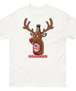 Beer Drinker Funny Christmas T-shirt Reinbeer