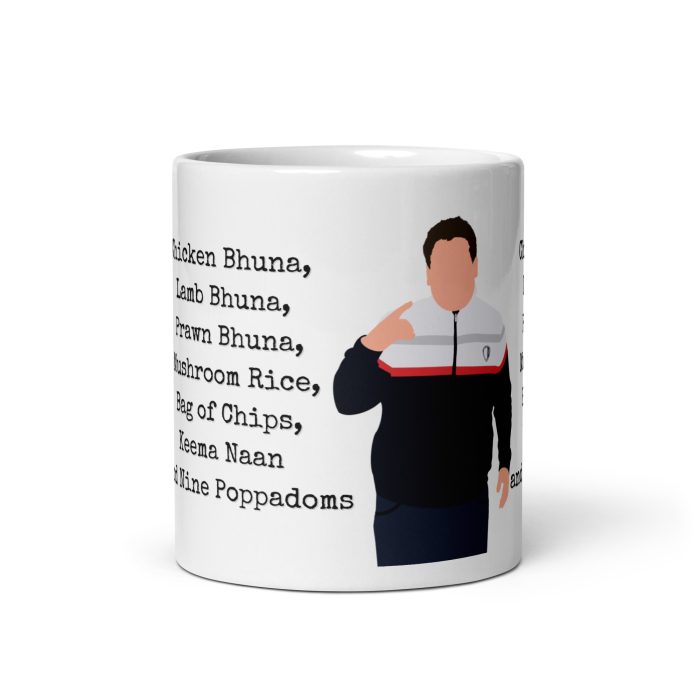Front view of the Smithy Curry Order mug showing the full text