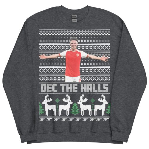 Dark Grey Declan Rice Christmas Jumper Dec The Halls Arsenal