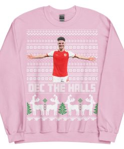 Pink Declan Rice Christmas Jumper Dec The Halls Arsenal