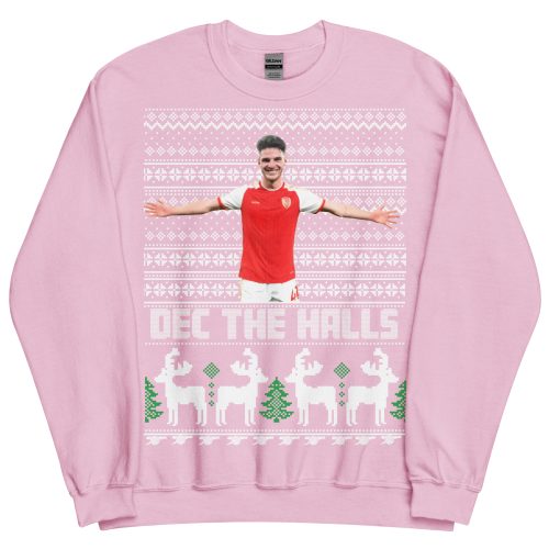 Pink Declan Rice Christmas Jumper Dec The Halls Arsenal