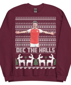 Maroon Declan Rice Christmas Jumper Dec The Halls Arsenal