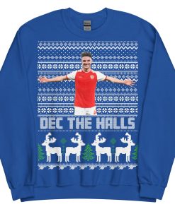Blue Declan Rice Christmas Jumper Dec The Halls Arsenal