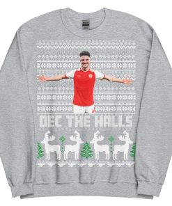 Grey Declan Rice Christmas Jumper Dec The Halls Arsenal