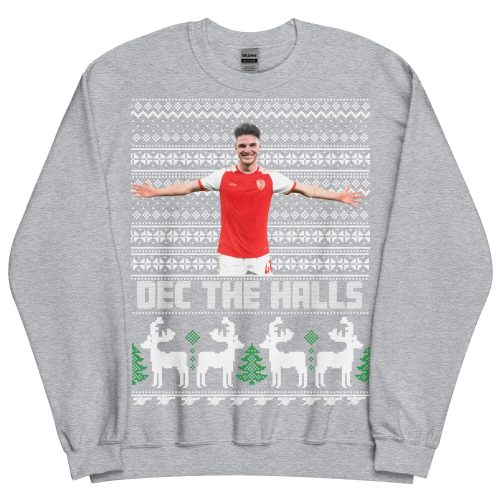 Grey Declan Rice Christmas Jumper Dec The Halls Arsenal