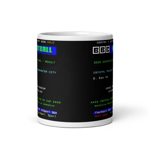 Crystal Palace 2025 FA Cup Final Ceefax Mug Man City