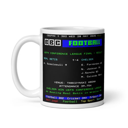 Chelsea UEFA Conference League Final Ceefax Mug 2025
