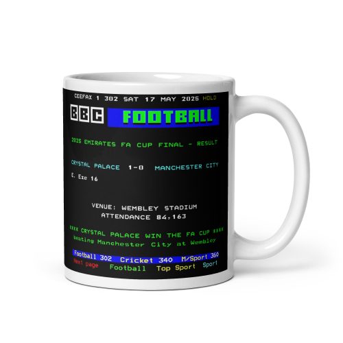 Crystal Palace 2025 FA Cup Final Ceefax Mug Man City