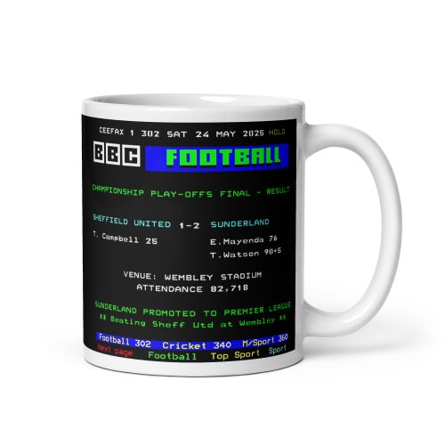 Sunderland Play Off Final Winners Ceefax Mug 2025