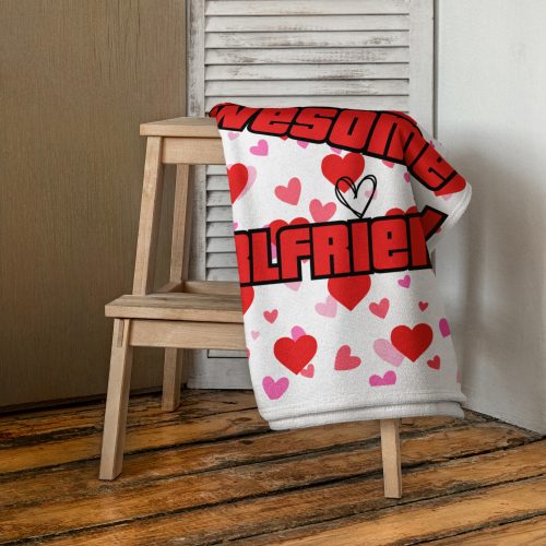 I Love My Awesome Girlfriend Funny Beach Towel For Him