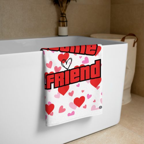 I Love My Awesome Girlfriend Funny Beach Towel For Him