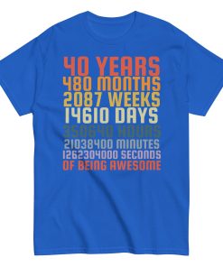 40th Birthday T Shirts 40 Years Of Being Awesome Gift T-shirts
