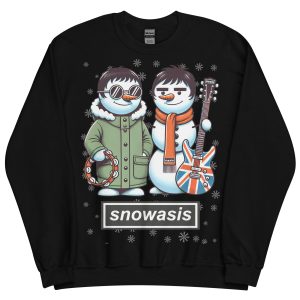 Snowasis Oasis Christmas Jumper Liam & Noel Gallagher Snowmen - Black