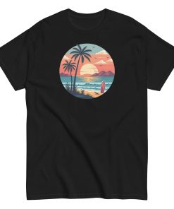 Retro Sunset Beach Surf T-shirt