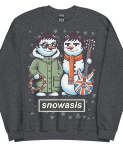 Snowasis Oasis Christmas Jumper Liam & Noel Gallagher Snowmen - Dark Heather