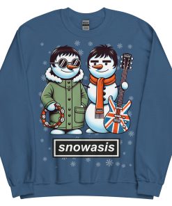 Snowasis Oasis Christmas Jumper Liam & Noel Gallagher Snowmen - Indigo Blue