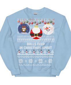 Balls Deep In Christmas Spirit Christmas Jumper Light Blue