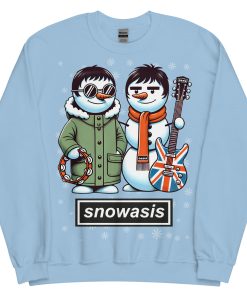 Snowasis Oasis Christmas Jumper Liam & Noel Gallagher Snowmen - Light Blue
