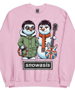 Snowasis Oasis Christmas Jumper Liam & Noel Gallagher Snowmen - Light Pink